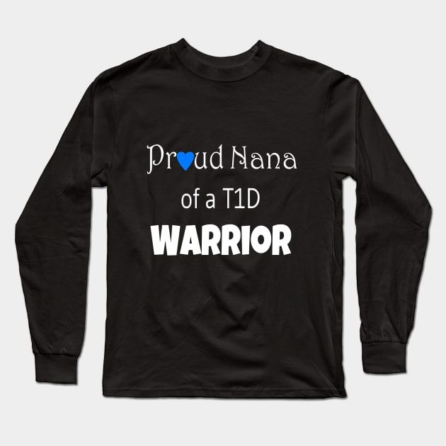 Proud Nana - White Text - Blue Heart Long Sleeve T-Shirt by CatGirl101